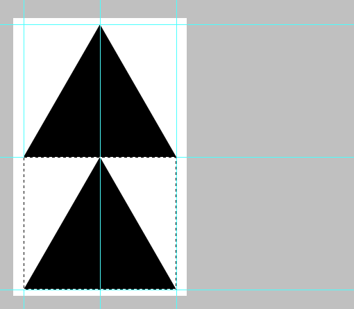 placing the second triangle so that it snaps to the guide of the bottom one